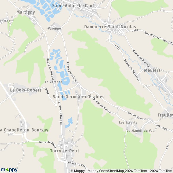 La carte pour la ville de Saint-Germain-d'Étables 76590