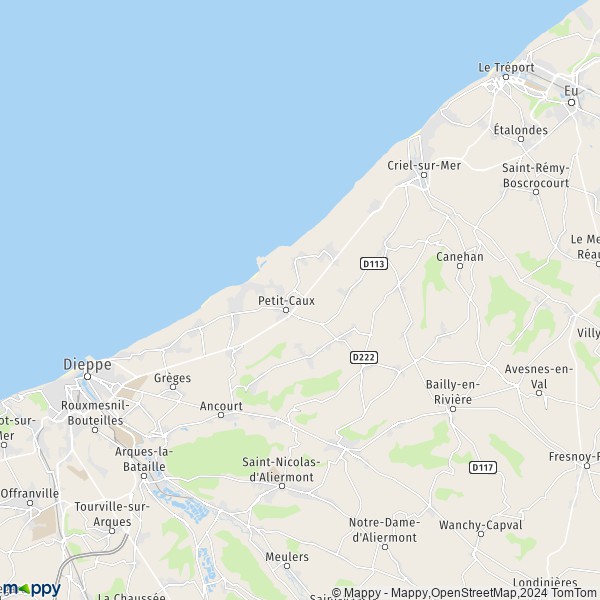 La carte pour la ville de Biville-sur-Mer, 76630 Petit-Caux
