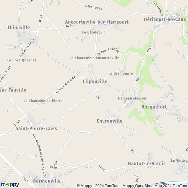 La carte pour la ville de Cliponville 76640