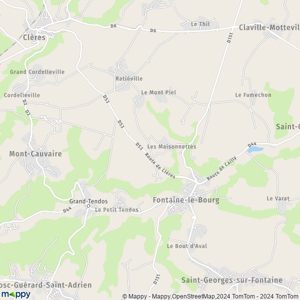 La carte pour la ville de Fontaine-le-Bourg 76690