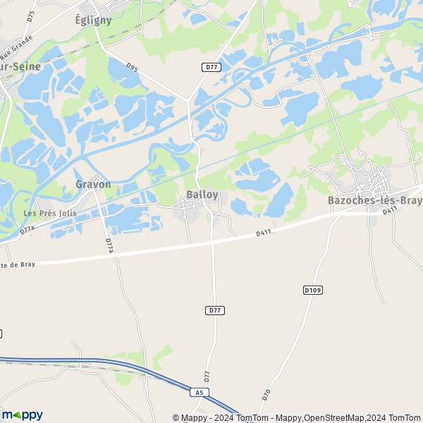 La carte pour la ville de Balloy 77118