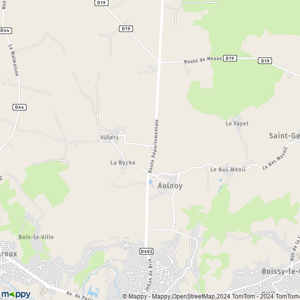 La carte pour la ville de Aulnoy 77120
