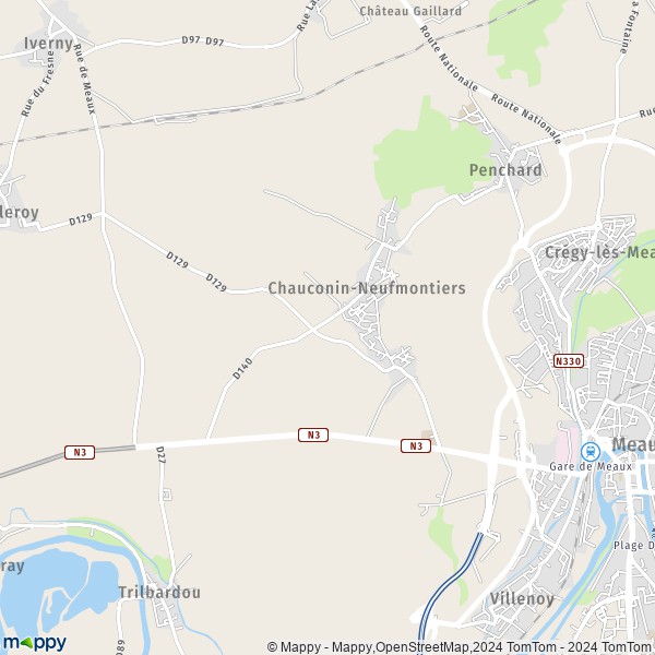 La carte pour la ville de Chauconin-Neufmontiers 77124