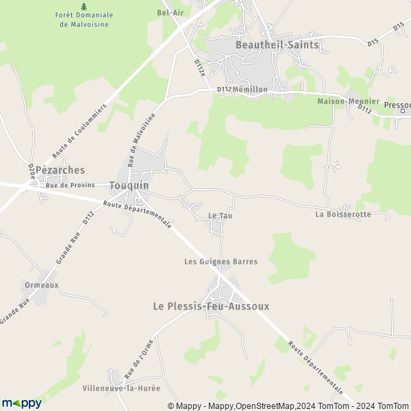 La carte pour la ville de Touquin 77131