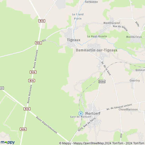 La carte pour la ville de Dammartin-sur-Tigeaux 77163