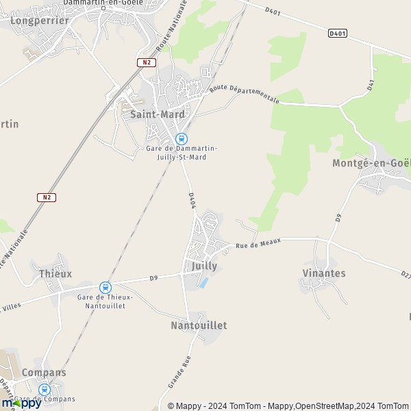 La carte pour la ville de Juilly 77230