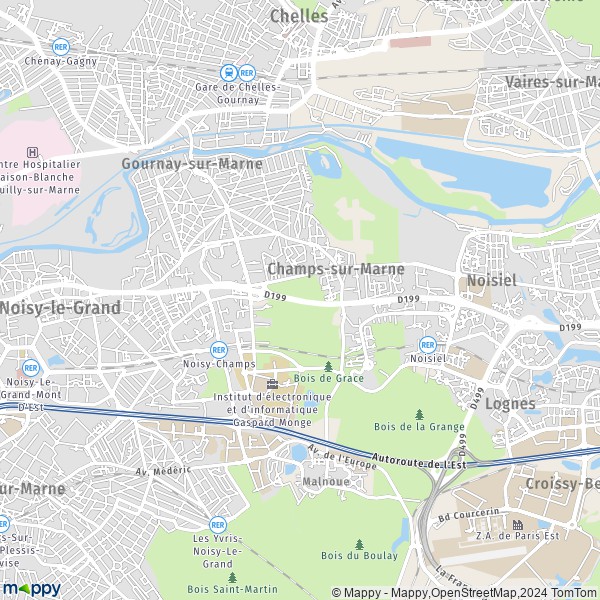 La carte pour la ville de Champs-sur-Marne 77420