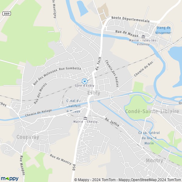 La carte pour la ville de Esbly 77450