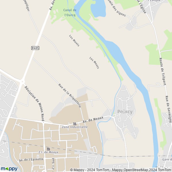 La carte pour la ville de Poincy 77470