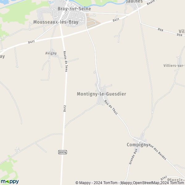 La carte pour la ville de Montigny-le-Guesdier 77480