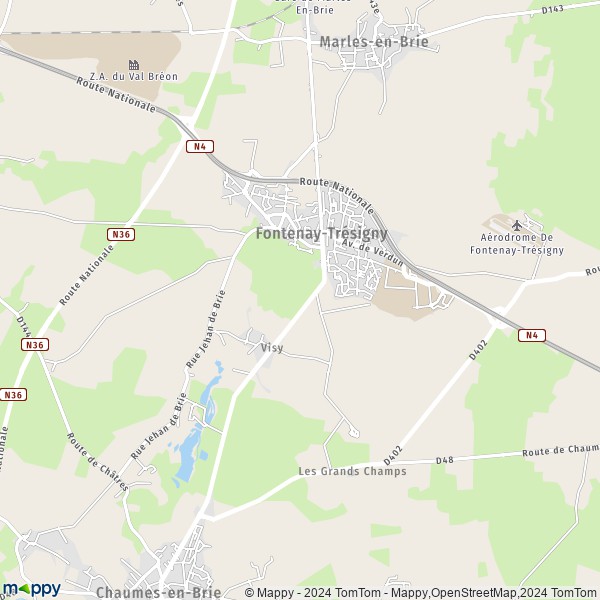 La carte pour la ville de Fontenay-Trésigny 77610