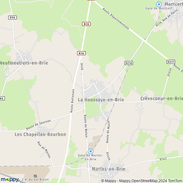 La carte pour la ville de La Houssaye-en-Brie 77610