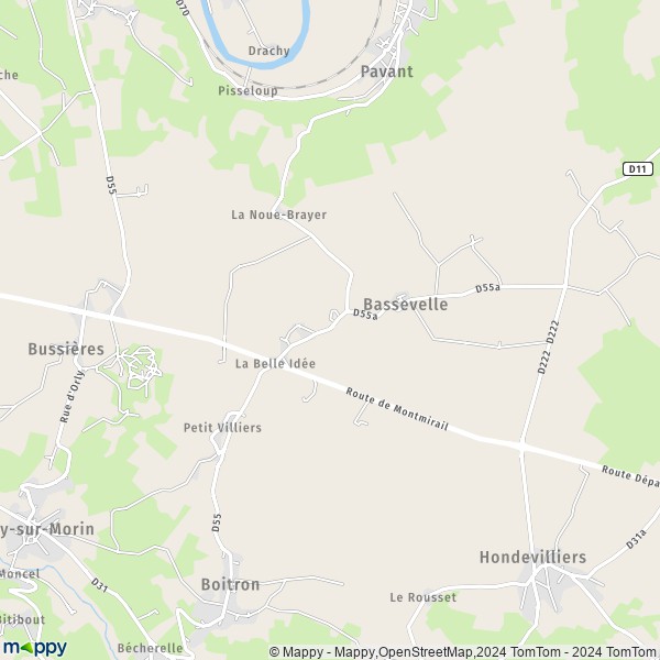 La carte pour la ville de Bassevelle 77750