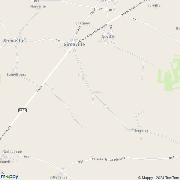 La carte pour la ville de Gironville 77890