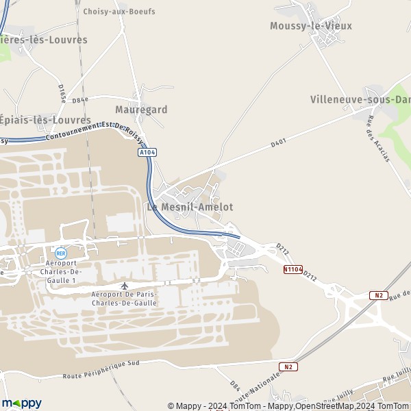 La carte pour la ville de Le Mesnil-Amelot 77990