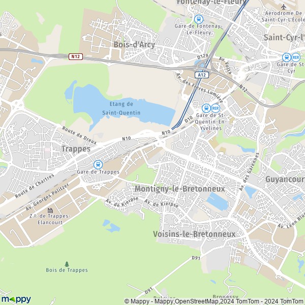 La carte pour la ville de Montigny-le-Bretonneux 78180