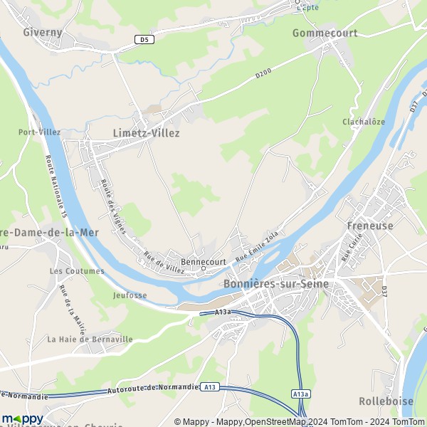 La carte pour la ville de Bennecourt 78270