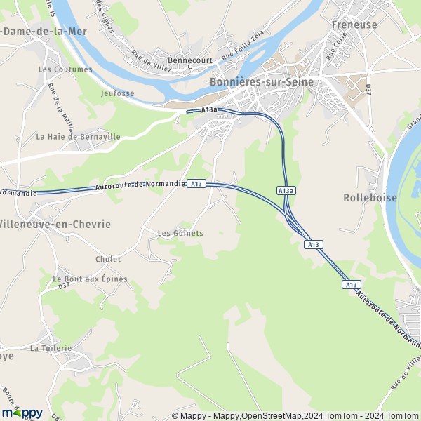La carte pour la ville de Bonnières-sur-Seine 78270