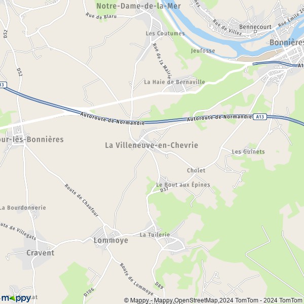 La carte pour la ville de La Villeneuve-en-Chevrie 78270