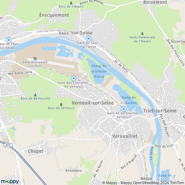 La carte pour la ville de Verneuil-sur-Seine 78480