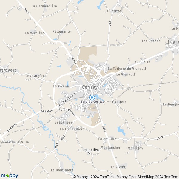 La carte pour la ville de Cerizay 79140