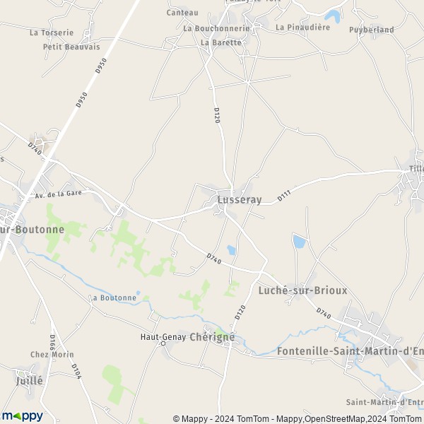 La carte pour la ville de Lusseray 79170