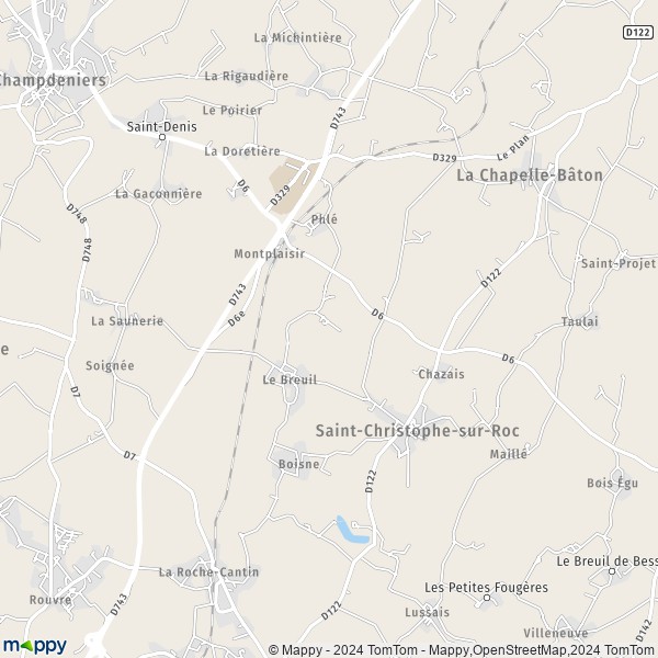 La carte pour la ville de Saint-Christophe-sur-Roc 79220
