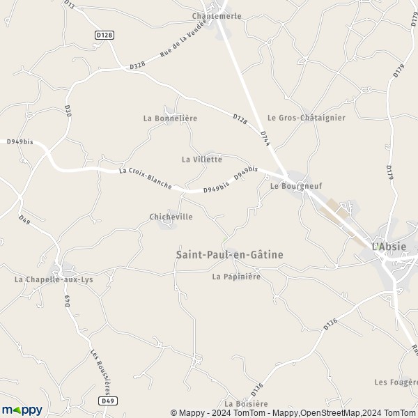 La carte pour la ville de Saint-Paul-en-Gâtine 79240