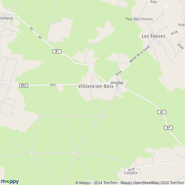 La carte pour la ville de Villiers-en-Bois 79360