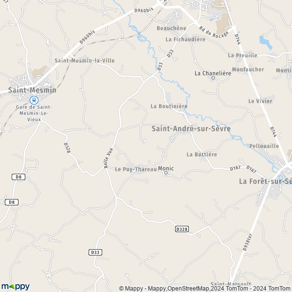 La carte pour la ville de Saint-André-sur-Sèvre 79380
