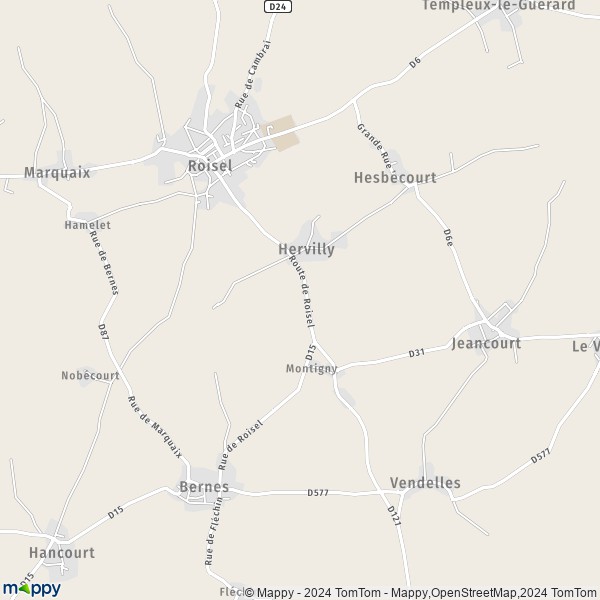 La carte pour la ville de Hervilly 80240