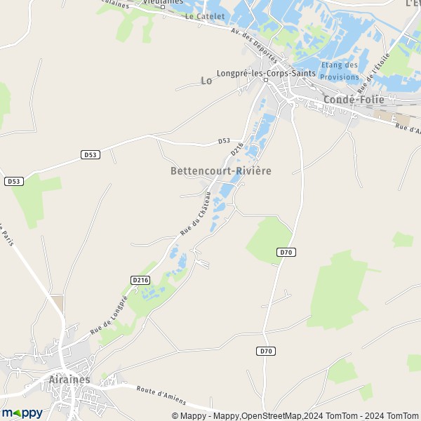 La carte pour la ville de Bettencourt-Rivière 80270
