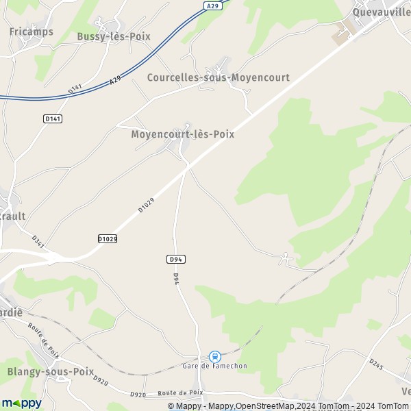 La carte pour la ville de Moyencourt-lès-Poix 80290