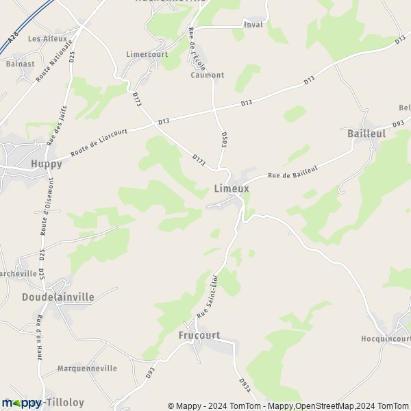 La carte pour la ville de Limeux 80490