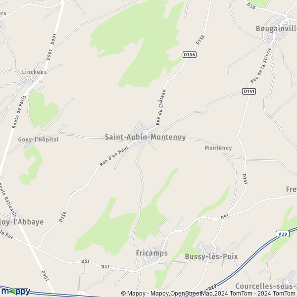 La carte pour la ville de Saint-Aubin-Montenoy 80540