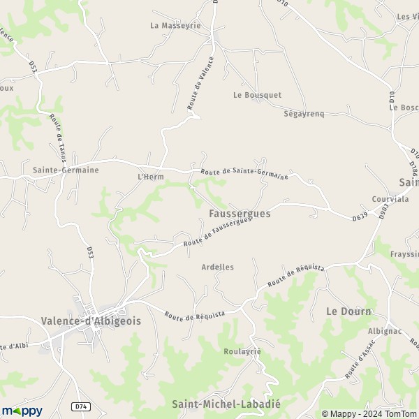 La carte pour la ville de Faussergues 81340