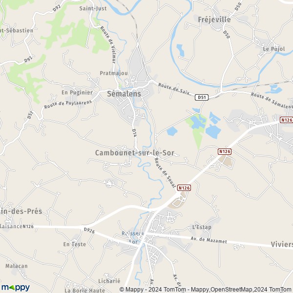 La carte pour la ville de Cambounet-sur-le-Sor 81580