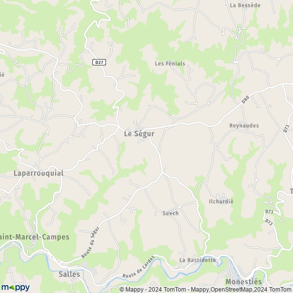 La carte pour la ville de Le Ségur 81640