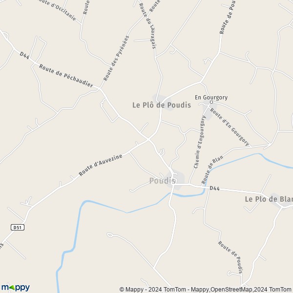 La carte pour la ville de Poudis 81700