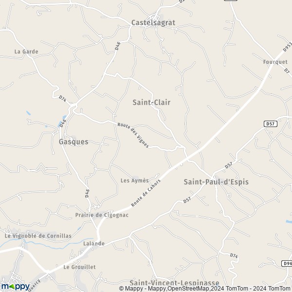 La carte pour la ville de Saint-Clair 82400