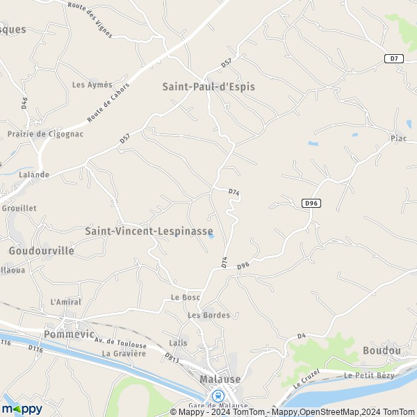 La carte pour la ville de Saint-Vincent-Lespinasse 82400