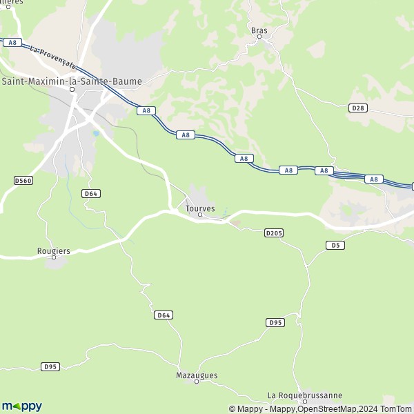 La carte pour la ville de Tourves 83170