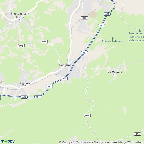 La carte pour la ville de Gonfaron 83590
