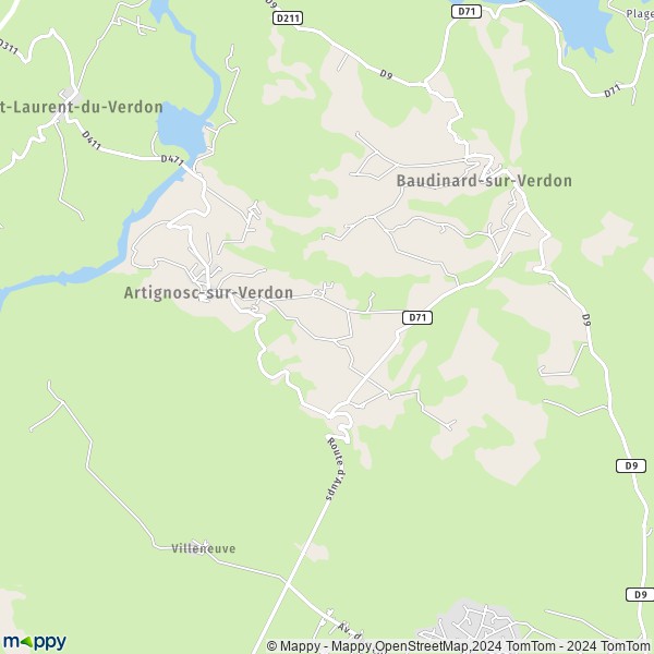 La carte pour la ville de Artignosc-sur-Verdon 83630