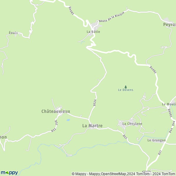 La carte pour la ville de Châteauvieux 83840