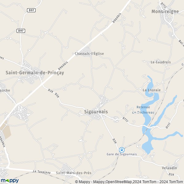 La carte pour la ville de Sigournais 85110
