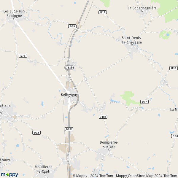 La carte pour la ville de Belleville-sur-Vie, 85170 Bellevigny
