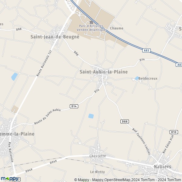 La carte pour la ville de Saint-Aubin-la-Plaine 85210