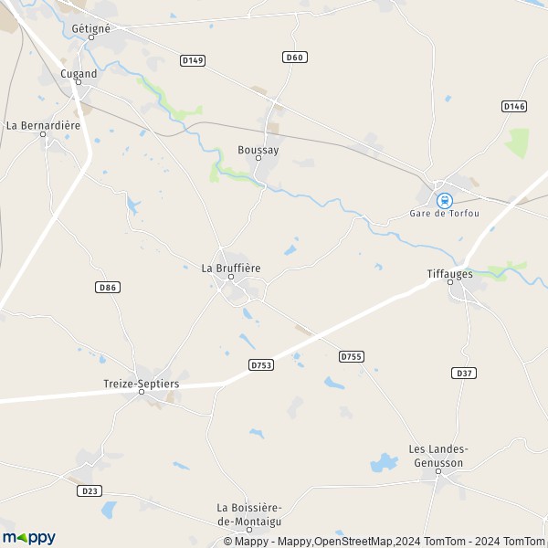 La carte pour la ville de La Bruffière 85530
