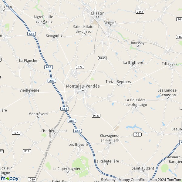La carte pour la ville de La Guyonnière, 85600 Montaigu-Vendée